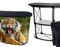 Meja Promosi Pop up Promotion Table Print Meja Popup Promotional Desk Magnetic Counter Display Portable Exhibition Booth