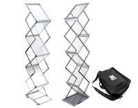 Acrylic Brochure Rack Collapsible Zig Zag Swing up Foldable Carrying Bag Portable Stand A4 Sided