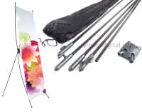 Cetak X Banner Print Stand Xbanner 60x160 Baner Vertical Display Fiber Rangka Kaki Tiang Colok